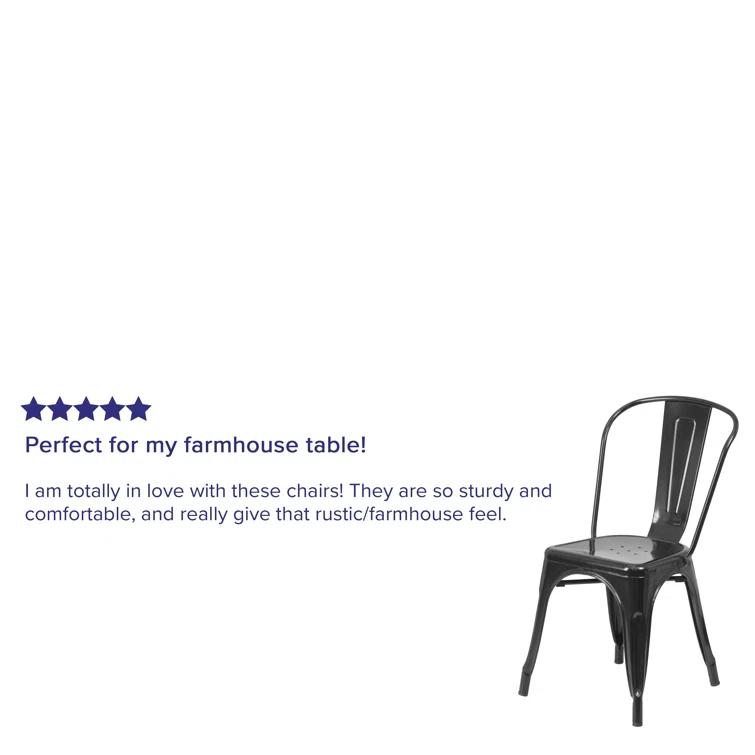 Flash Furniture Hucheson Metal Indoor-Outdoor Stackable Chair - Restaurant Chair - Bistro Chair (Set of 4)