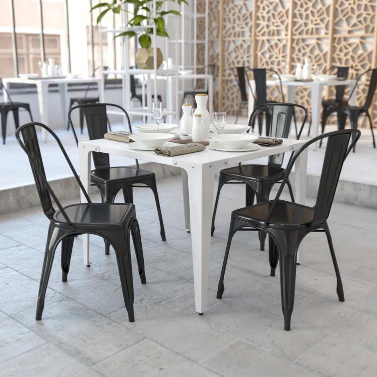 Flash Furniture Hucheson Metal Indoor-Outdoor Stackable Chair - Restaurant Chair - Bistro Chair (Set of 4)