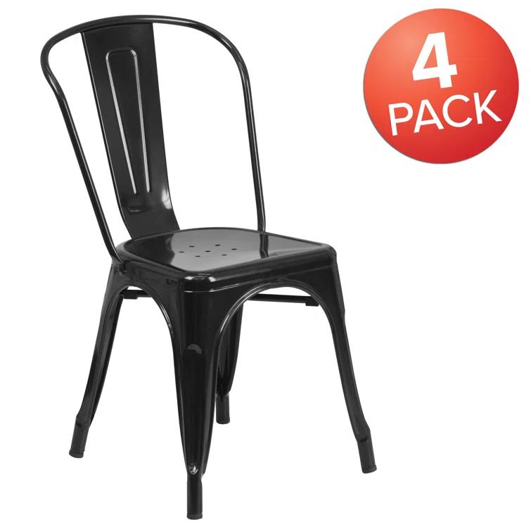 Flash Furniture Hucheson Metal Indoor-Outdoor Stackable Chair - Restaurant Chair - Bistro Chair (Set of 4)