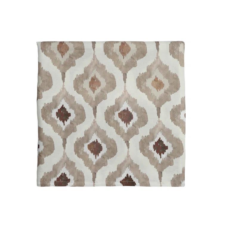 Taupe and Beige Linen Watercolor Ikat Tablecloth