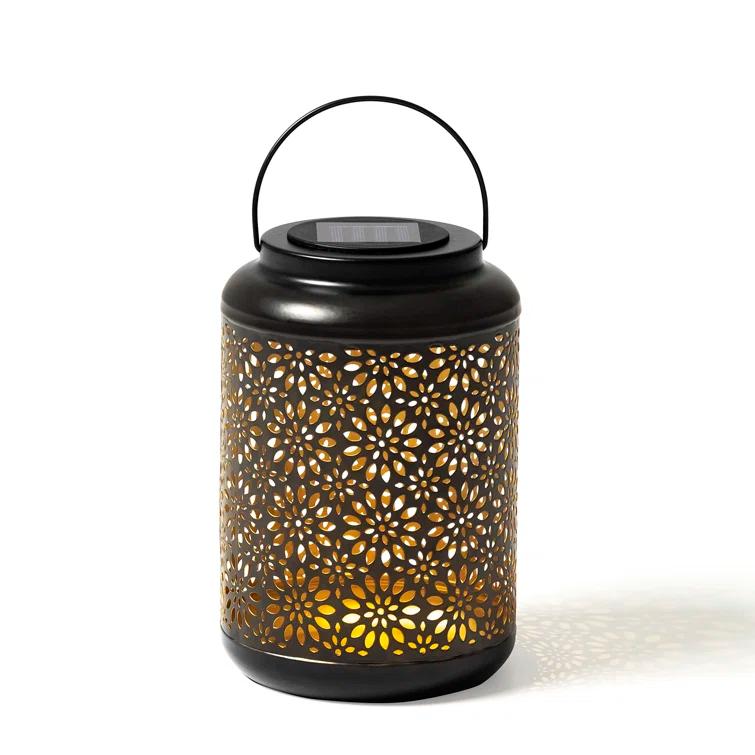 8.75" H Metal Wire Solar Powered Outdoor Hanging Lantern