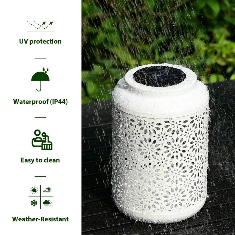 8.75" H Metal Wire Solar Powered Outdoor Hanging Lantern