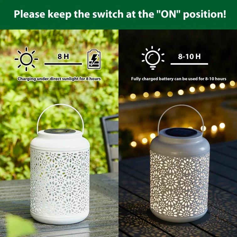 8.75" H Metal Wire Solar Powered Outdoor Hanging Lantern