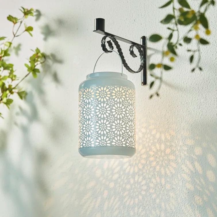 8.75" H Metal Wire Solar Powered Outdoor Hanging Lantern