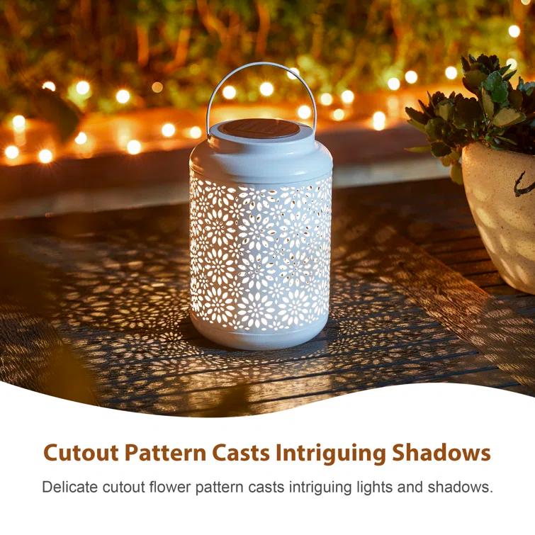 8.75" H Metal Wire Solar Powered Outdoor Hanging Lantern