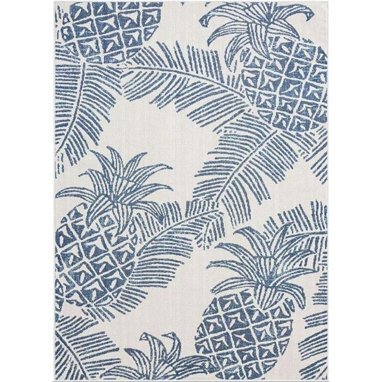 Tommy Bahama Malibu Pineapple Coastal Indoor/Outdoor Area Rug, Navy/Ivory