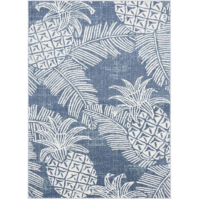 Tommy Bahama Malibu Pineapple Coastal Indoor/Outdoor Area Rug, Navy/Ivory