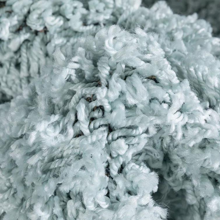 Papastamelos Basics Emerson Plain Textured Seafoam Green Shag Area Rug