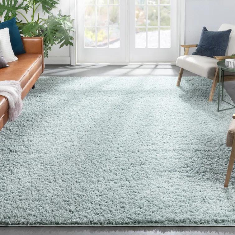 Papastamelos Basics Emerson Plain Textured Seafoam Green Shag Area Rug