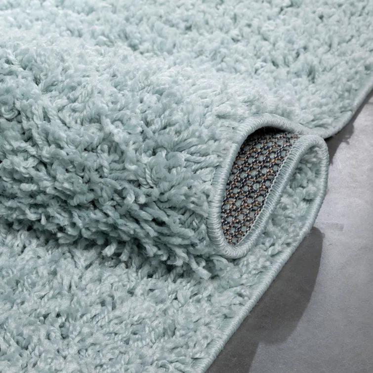 Papastamelos Basics Emerson Plain Textured Seafoam Green Shag Area Rug