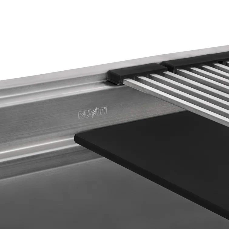 Ruvati 45-inch Workstation Two-Tiered Ledge Kitchen Sink Undermount 16 Gauge Stainless Steel