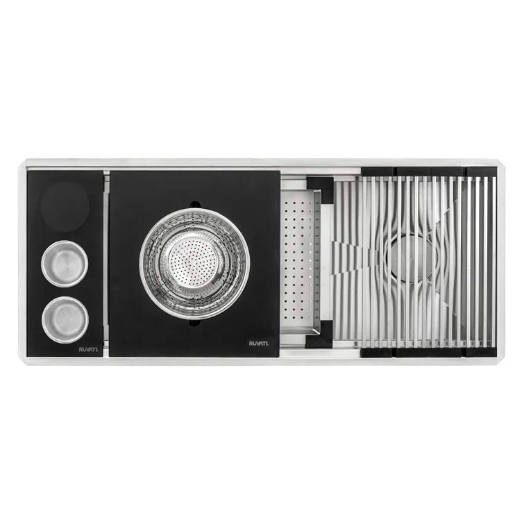 Ruvati 45-inch Workstation Two-Tiered Ledge Kitchen Sink Undermount 16 Gauge Stainless Steel
