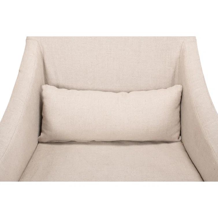 Transitional Beige Skirted Arm Chair with Matching Kidney Pillow