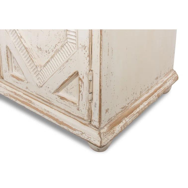Blue and White Pine Diamond Pattern Sideboard