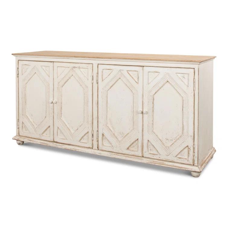 Blue and White Pine Diamond Pattern Sideboard
