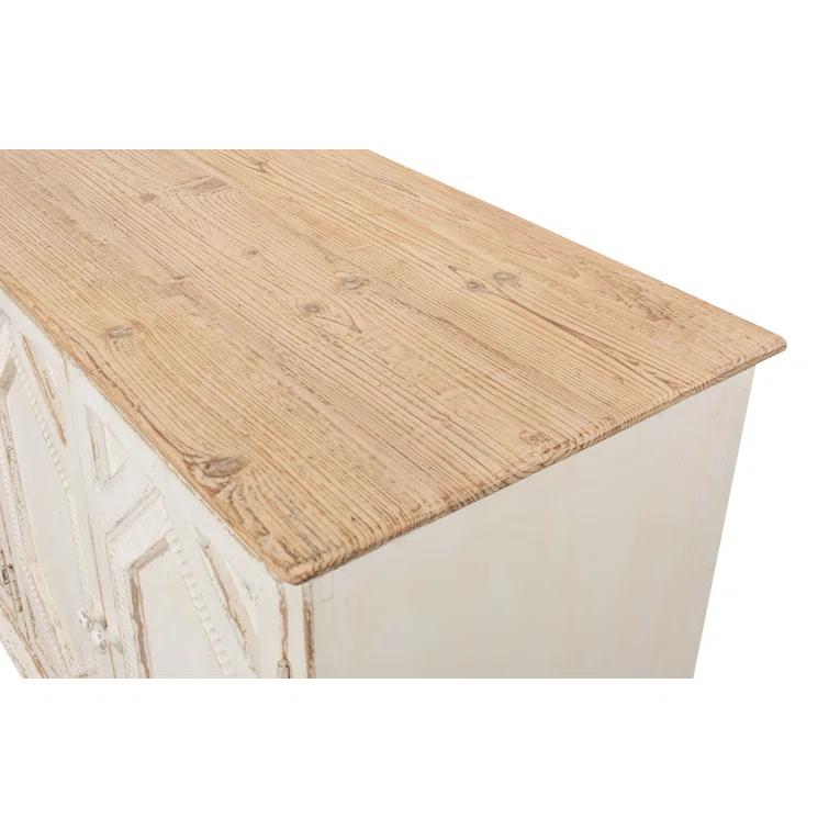 Blue and White Pine Diamond Pattern Sideboard