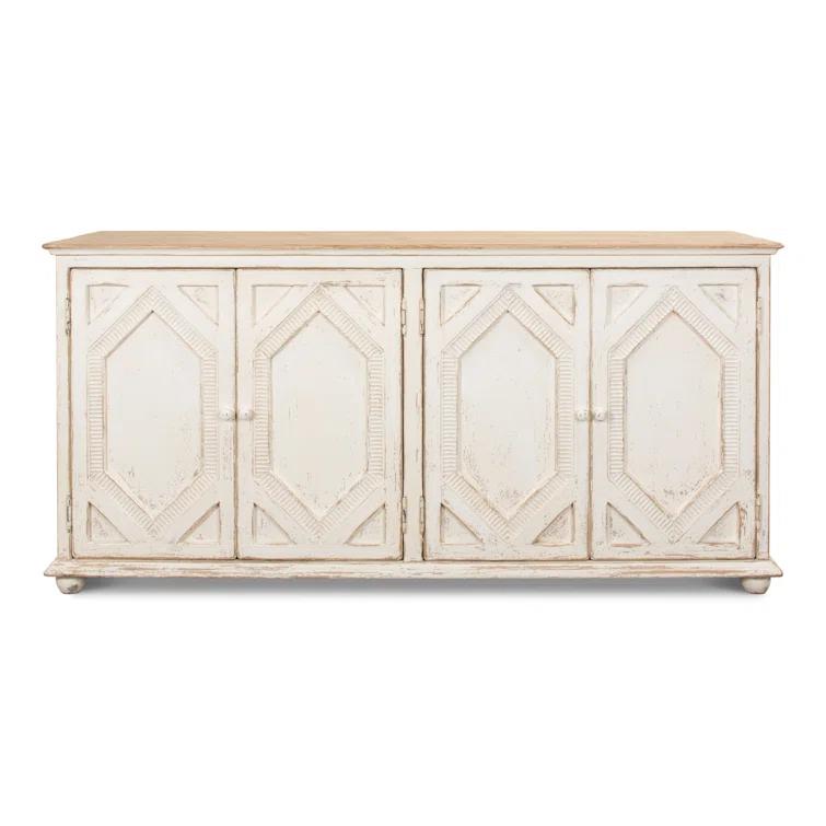 Blue and White Pine Diamond Pattern Sideboard