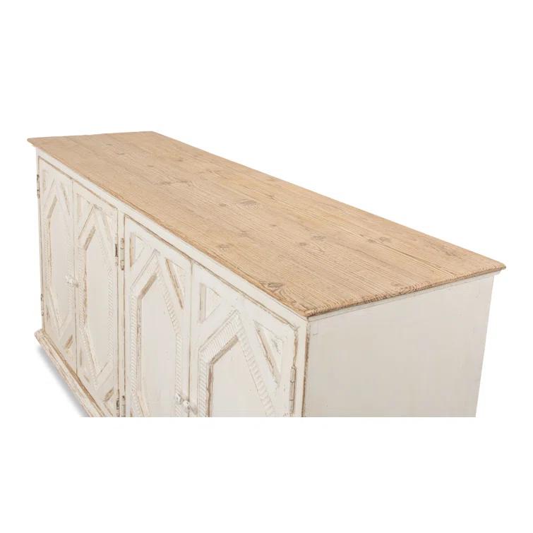 Blue and White Pine Diamond Pattern Sideboard