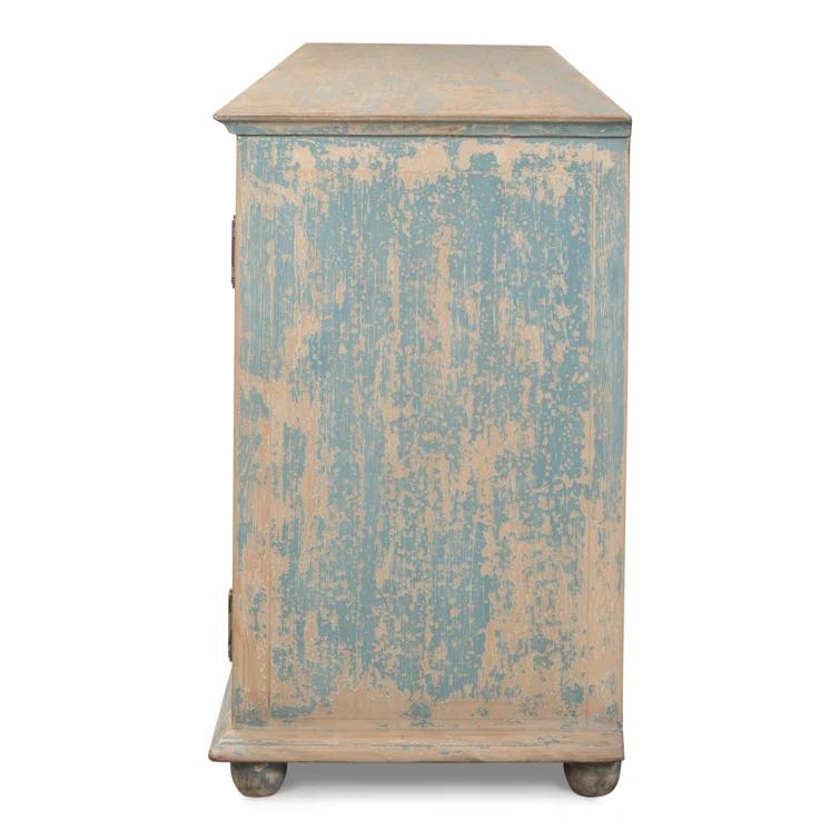 Blue and White Pine Diamond Pattern Sideboard