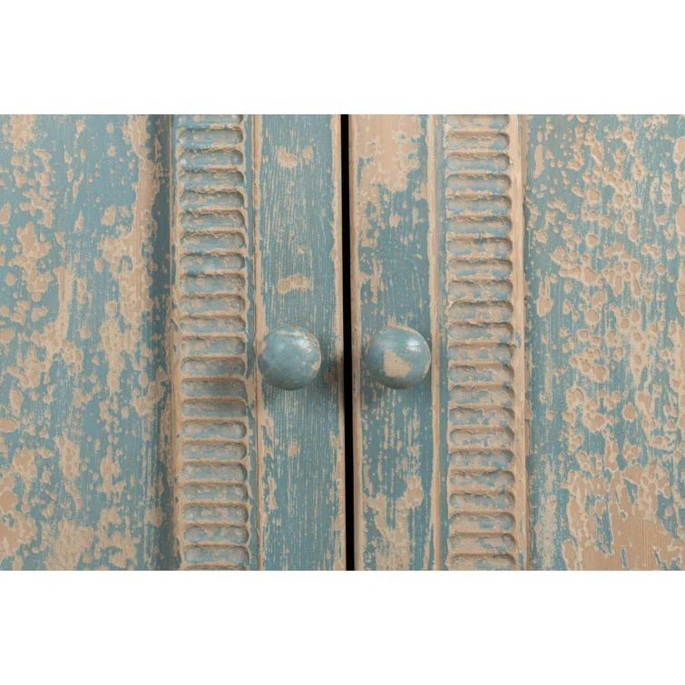 Blue and White Pine Diamond Pattern Sideboard