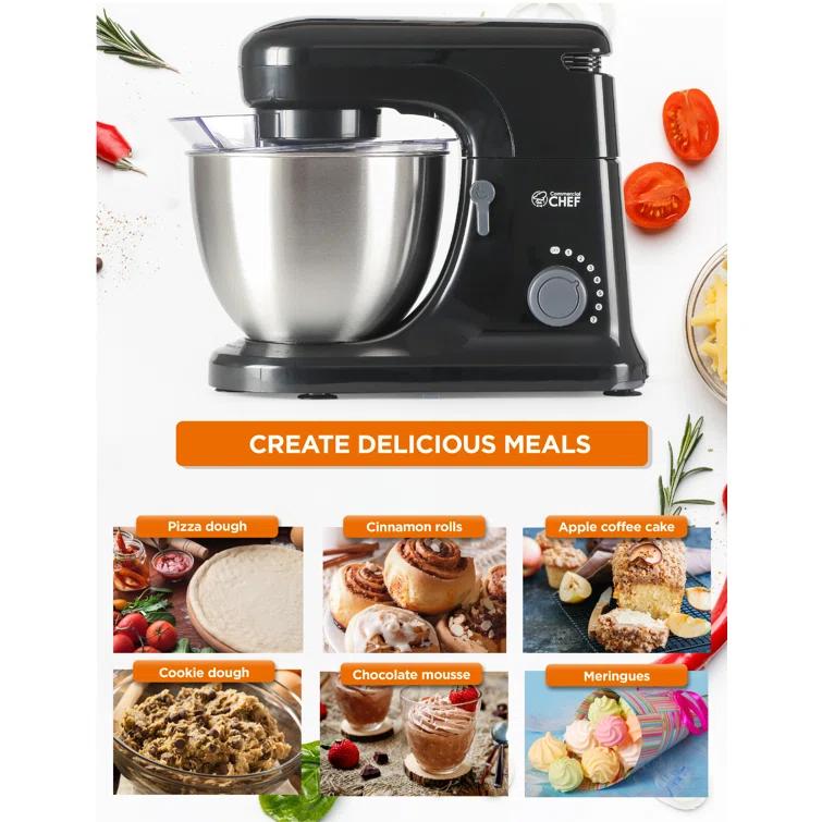 Commercial Chef Electric Stand Mixer 4.7 Quart, 7 Speed Settings