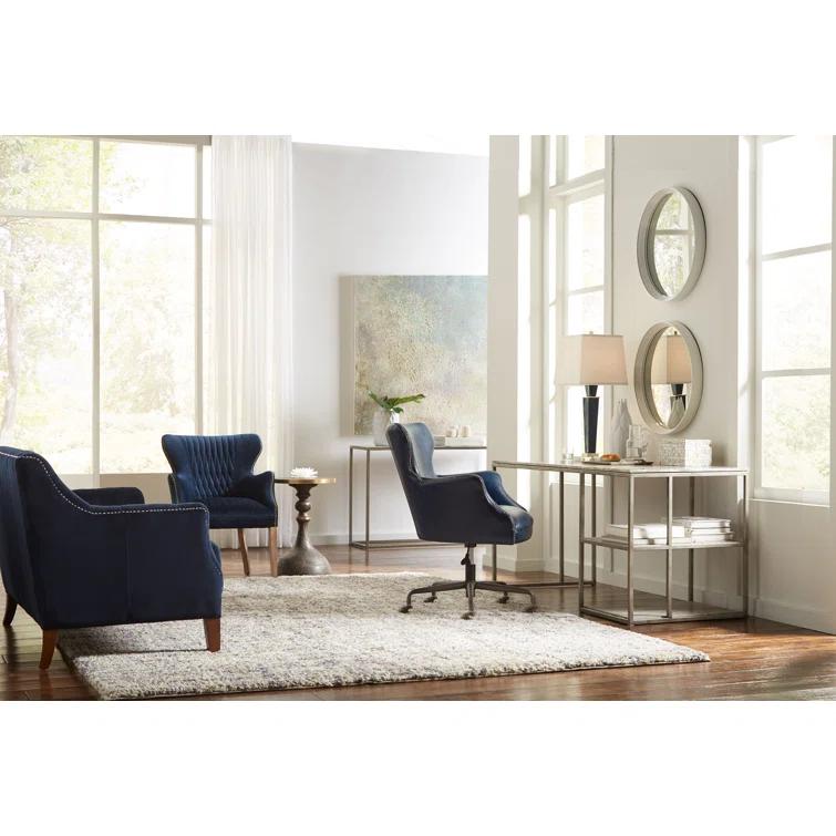 Elegant 54" Blue Velvet Tufted Loveseat with Nailhead Accents
