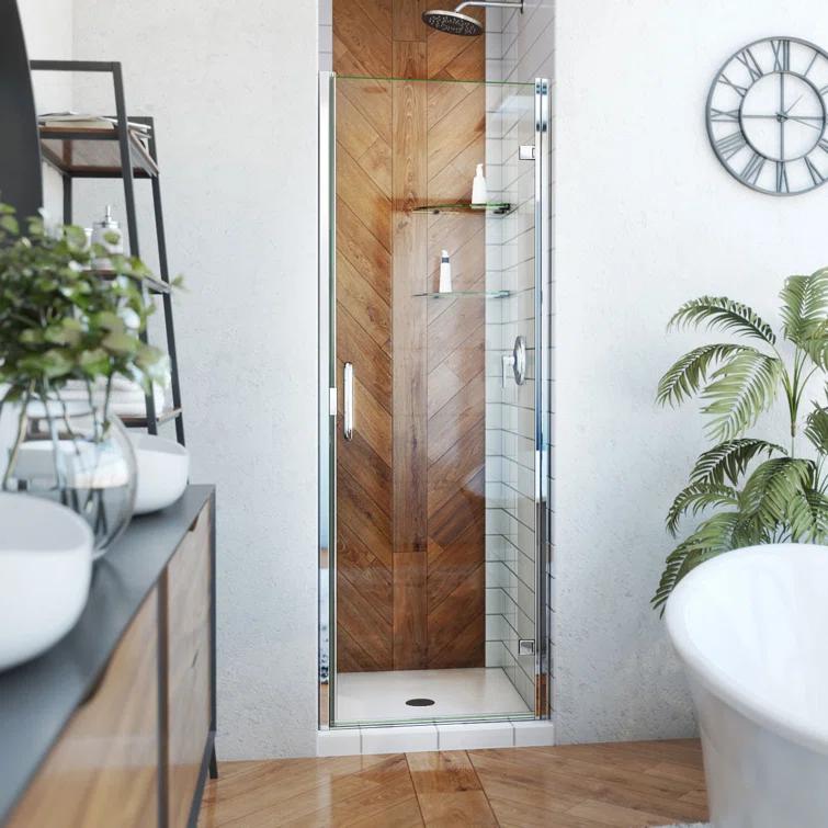 25" - 24" W x 72.62" H Pivot Semi-Frameless Shower Door