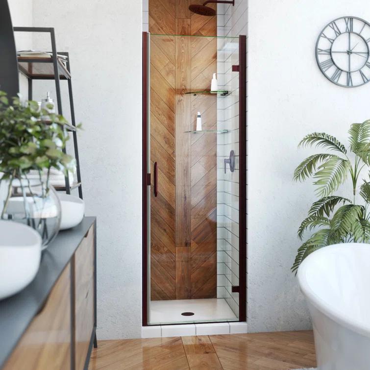 25" - 24" W x 72.62" H Pivot Semi-Frameless Shower Door