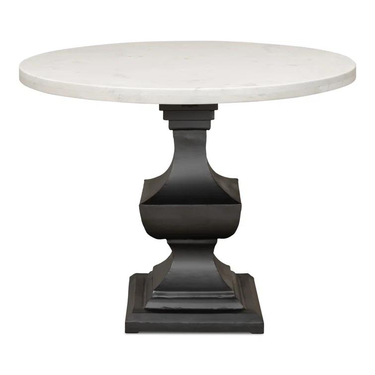 Haviland Round Marble Top Metal Base Dining Table