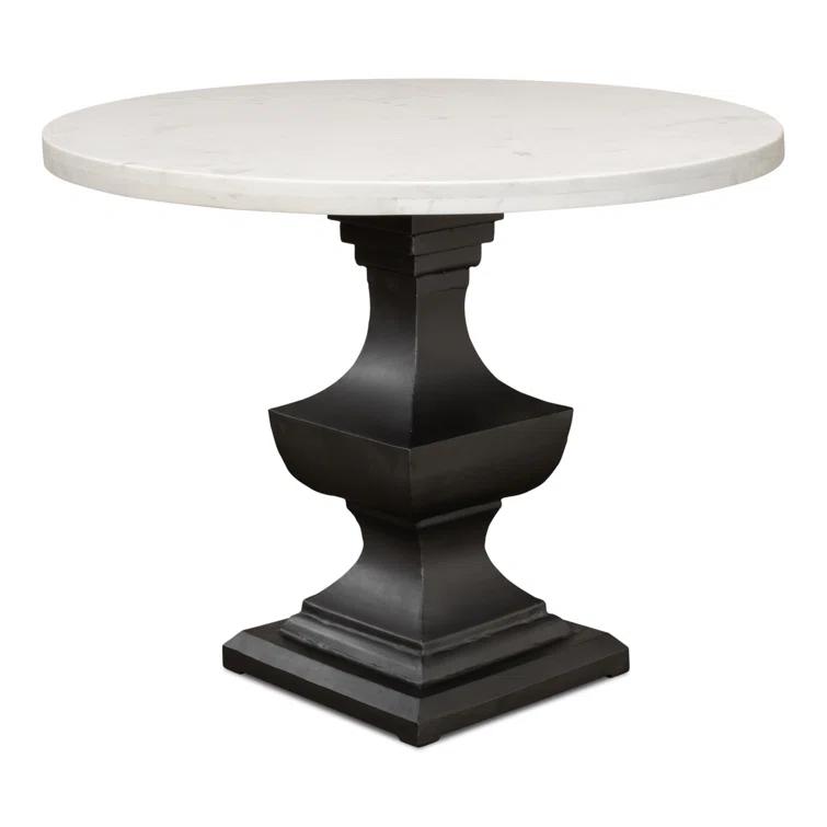 Haviland Round Marble Top Metal Base Dining Table