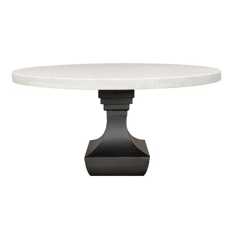 Haviland Round Marble Top Metal Base Dining Table