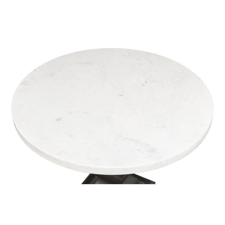 Haviland Round Marble Top Metal Base Dining Table
