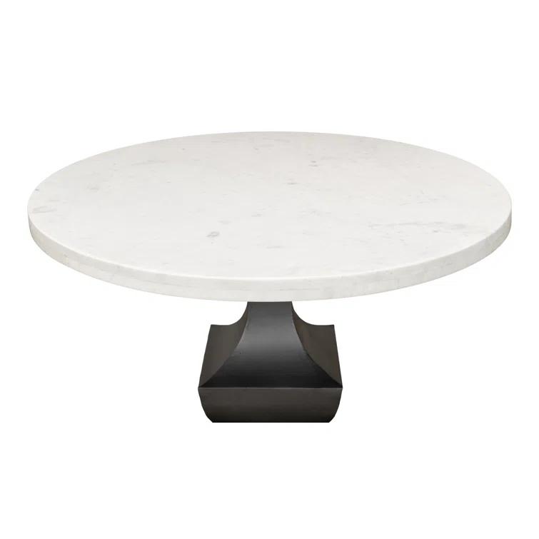 Haviland Round Marble Top Metal Base Dining Table