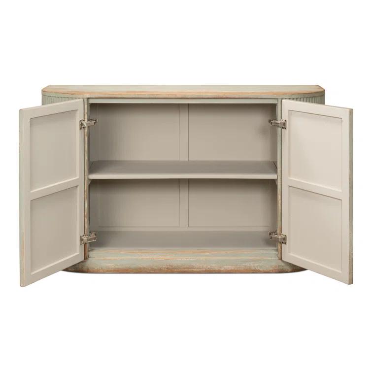 Sage Serenity Pine Demilune with Ribbed Exterior and Dual Storage