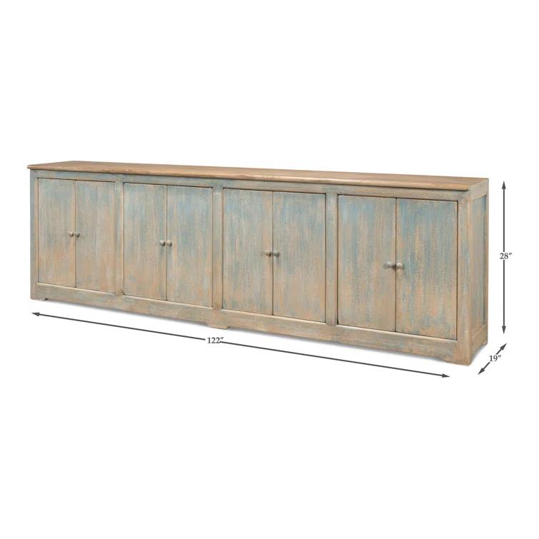 Antique Blue 122'' Traditional Wooden Sideboard