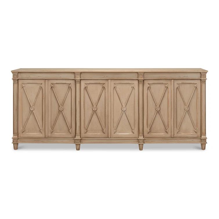 96'' Dark Beige Pine Traditional Sideboard