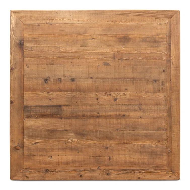 Transitional Chinese-Inspired Square Coffee Table in Reclaimed Pine
