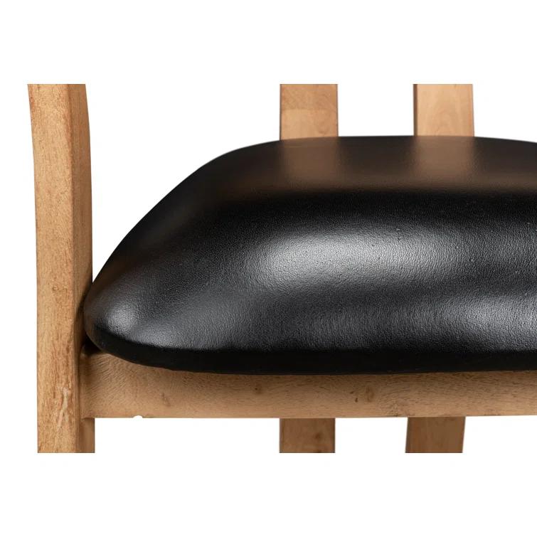 Contemporary Brown Leather Upholstered Arm Chair with Solid Wood