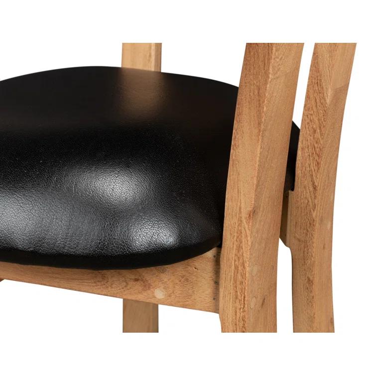 Contemporary Brown Leather Upholstered Arm Chair with Solid Wood