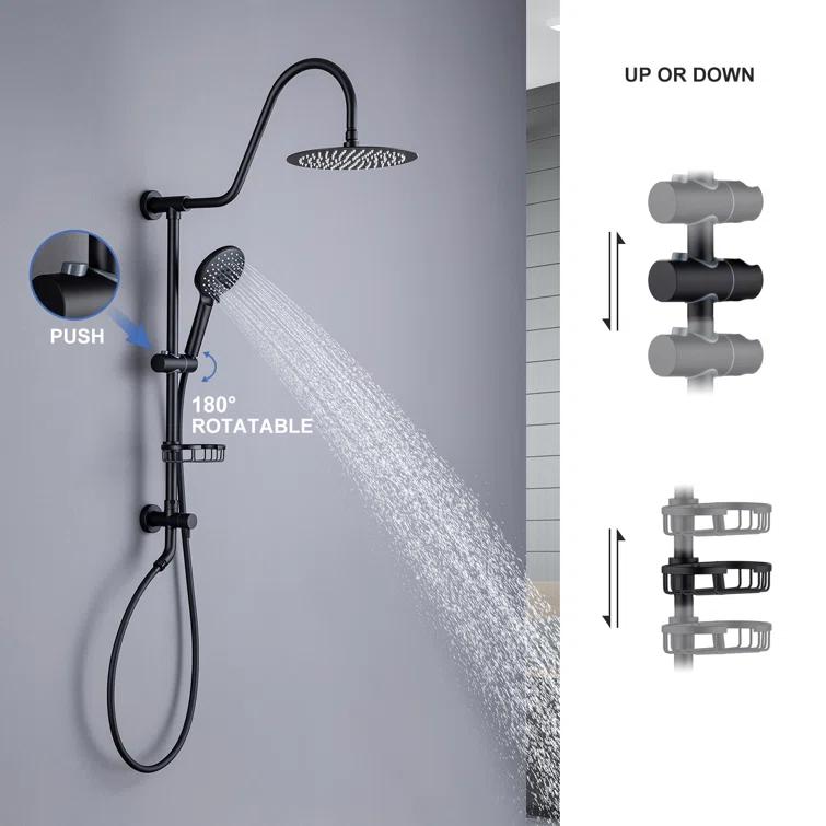 Rainlex Rainlex Rain Shower System Multi-function Hand Shower with  Slide Bar RX2001H