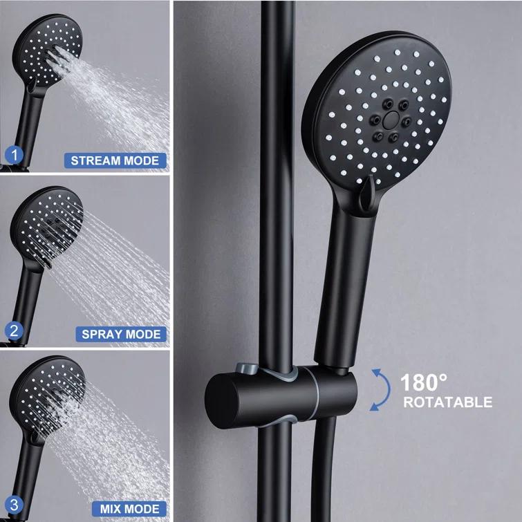 Rainlex Rainlex Rain Shower System Multi-function Hand Shower with  Slide Bar RX2001H