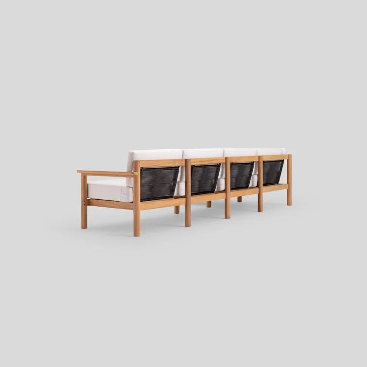 Haven 5-Piece Teak Outdoor Sectional with Sunbrella Cushions and Wooden Armrest