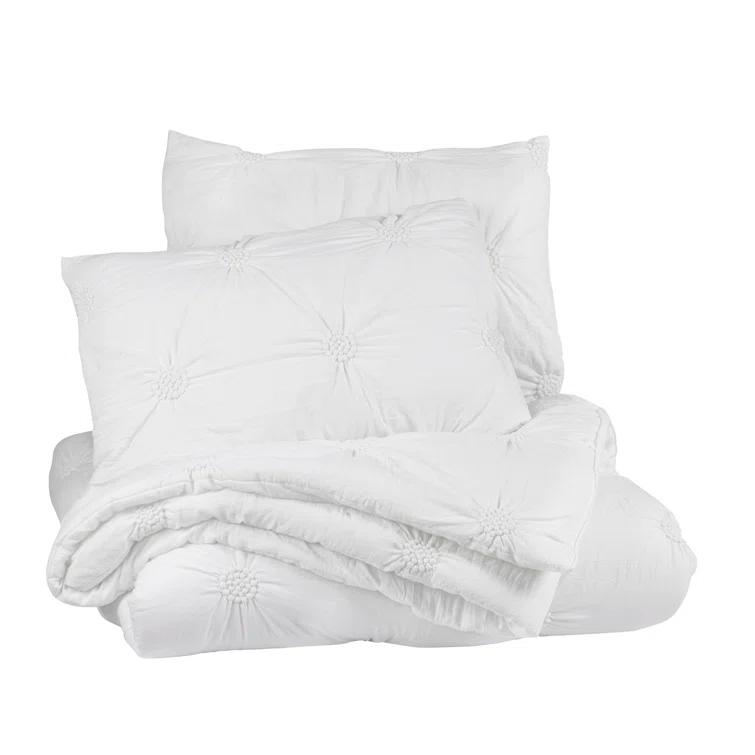 Supreme Microfiber Floral Pintuck Microfiber 3-Piece Comforter Set