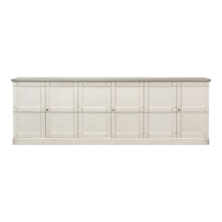 Luciana 112'' White and Gray Wood Buffet with 6 Doors