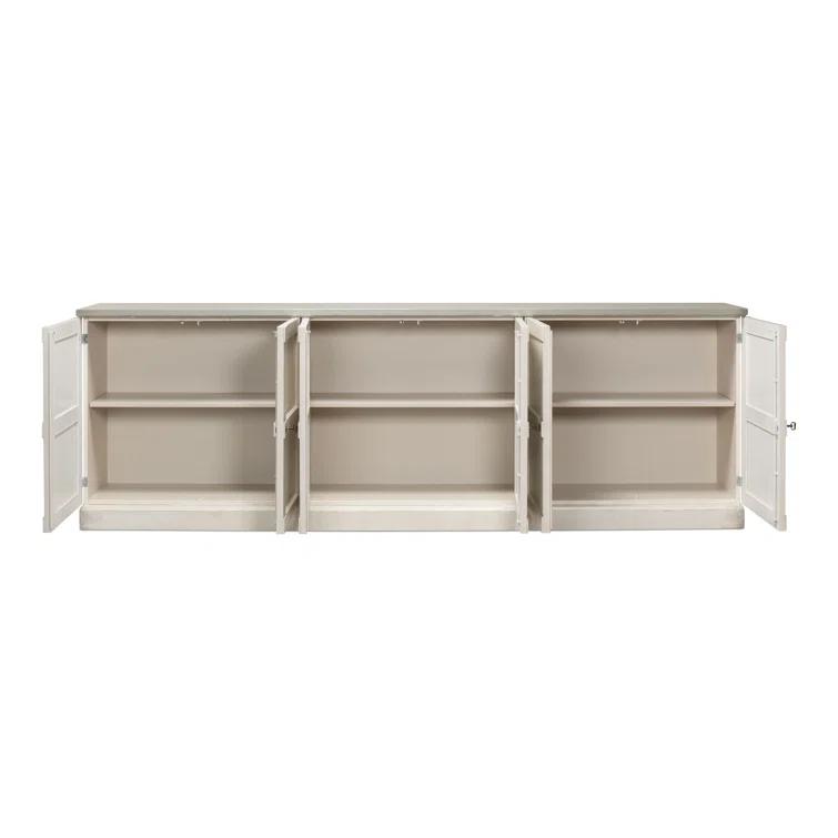 Luciana 112'' White and Gray Wood Buffet with 6 Doors