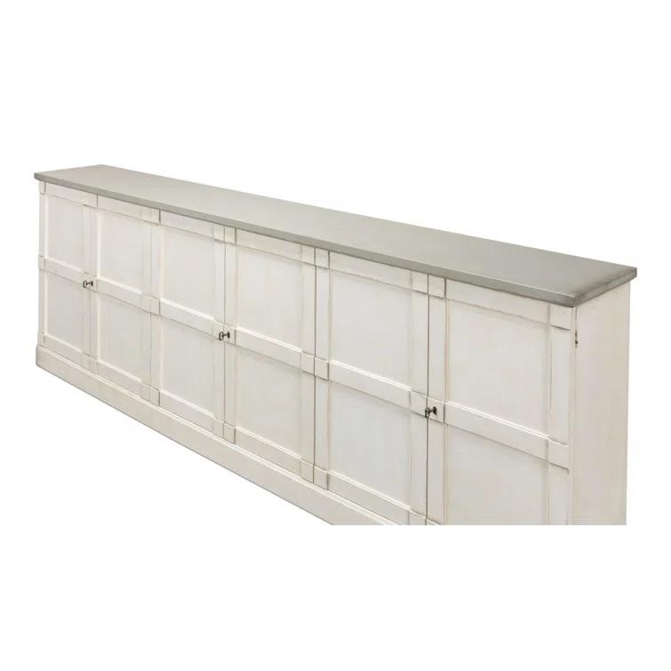Luciana 112'' White and Gray Wood Buffet with 6 Doors