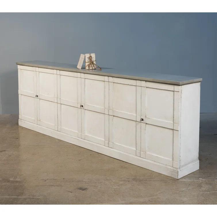Luciana 112'' White and Gray Wood Buffet with 6 Doors