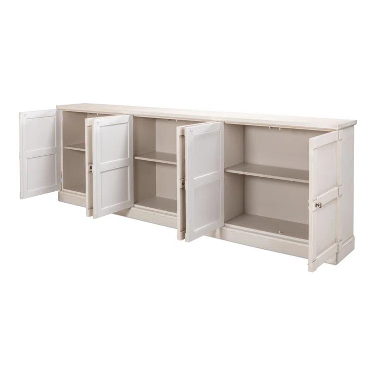 Luciana 112'' White and Gray Wood Buffet with 6 Doors