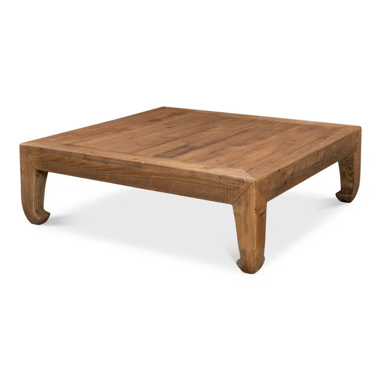 Transitional Chinese-Inspired Square Coffee Table in Reclaimed Pine
