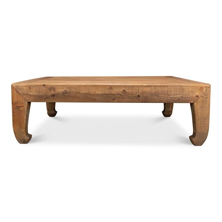 Transitional Chinese-Inspired Square Coffee Table in Reclaimed Pine